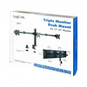 LOGILINK BP0107 - Soporte Triple de Mesa, inclinación -25º/+25º, Giratorio -90º/+90º, Rotación -180º/180º, 17-27''