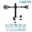 Logilink BP0106 - Soporte Dual de Mesa, inclinación -35º/+35º, Giratorio -90º/+90º, Rotación -180º/180º, 17-32''