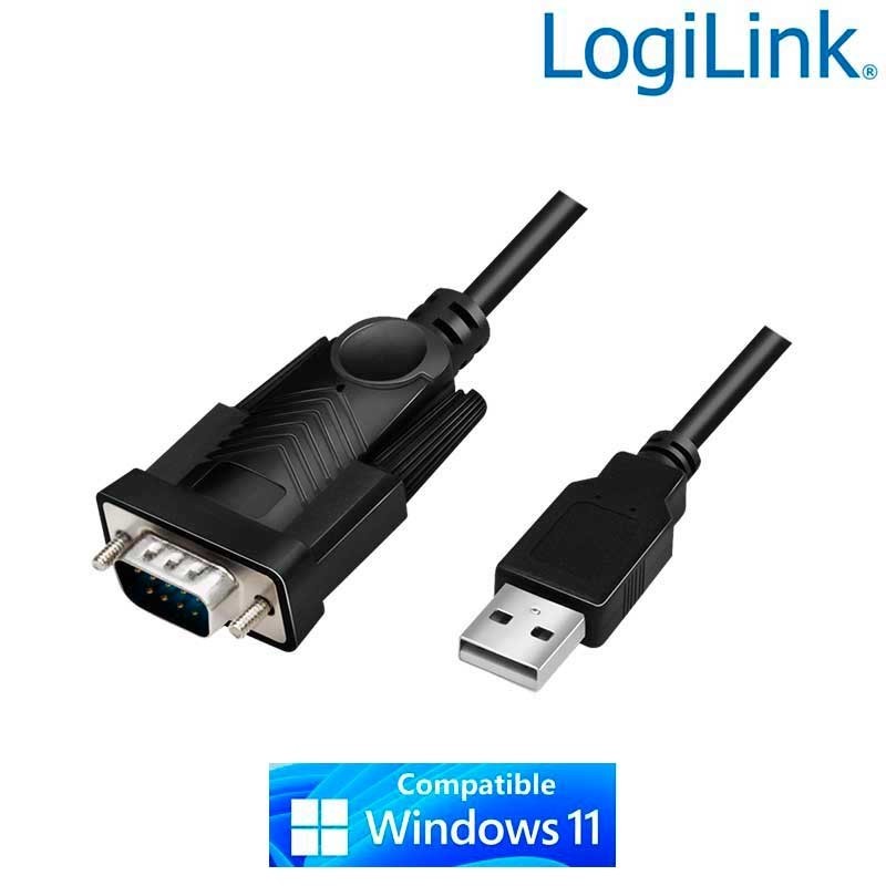 Logilink AU0048A - 1.3m Cable Conversor USB 2.0 A-Macho a serie DB9 Macho, Negro