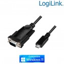 Logilink AU0051A - 1.2m Cable Conversor USB 2.0 tipo C-Macho a serie DB9 Macho, Negro