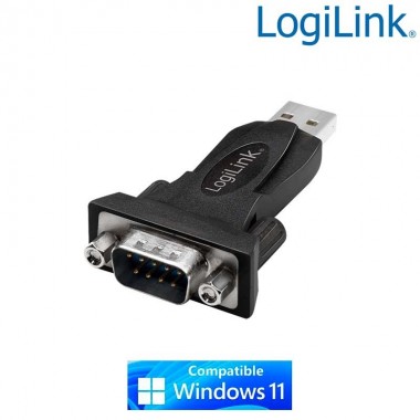 Logilink AU0002F - Conversor Compacto USB 2.0 A-Macho a serie DB9 Macho, Negro