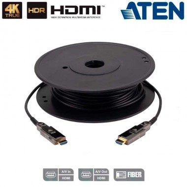 Aten VE7832A - 20m Cable óptico activo HDMI 2.0 4K real con conector desmontable