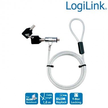 Cable antirrobo portatil Ultrafino con 2 llaves Logilink NBS009