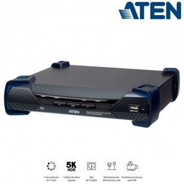 Aten KX9970R - Receptor KVM USB-DisplayPort 5K con transferencia isócrona USB sobre LAN