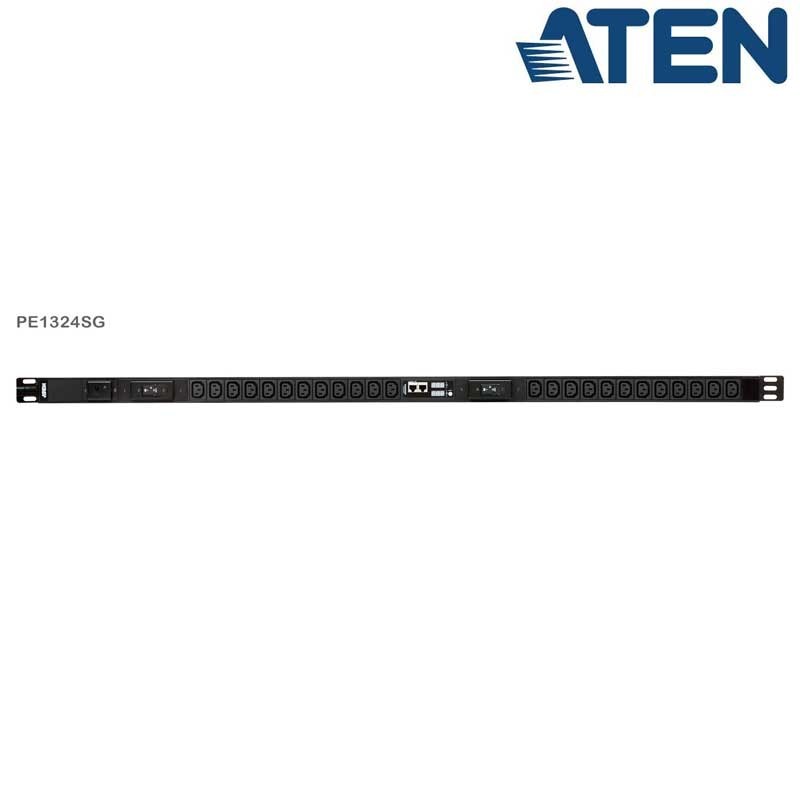 Aten PE1324SG - PDU 0U 24 Tomas C13, pantalla LCD de corriente y voltaje, protección sobretensión, 32A