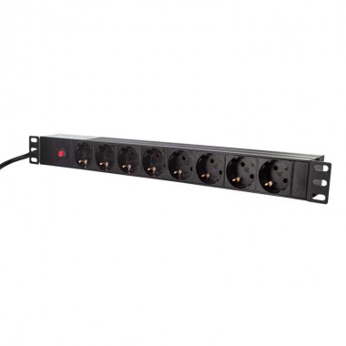 Logilink PDU8C03 | Regleta para Rack 19" x 8, cable conexión C14 