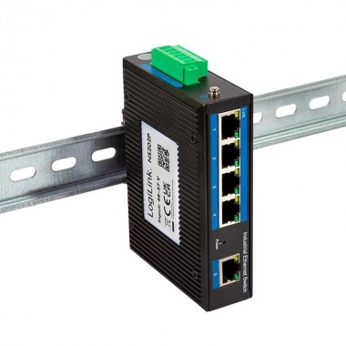 Logilink NS202P - Switch Industrial Gigabit PoE de 5 puertos 10/100/1000