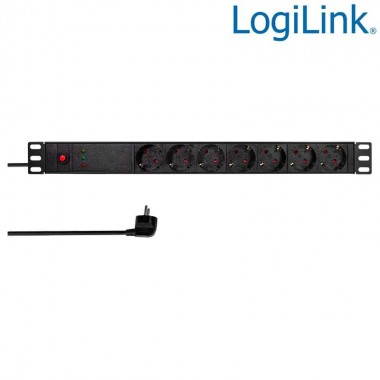 Regleta de alimentación Rack 19" de 7 tomas, protegidas, con filtro de línea Logilink PDU7C02