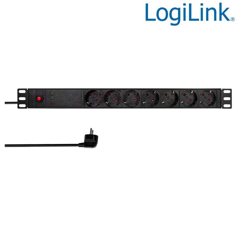 Logilink PDU7C02 - Regleta Rack 19,7 tomas,protegidas,filtro de línea