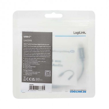 Logilink UA0398 - Adaptador de cable USB tipo C a jack de audio de 3,5 mm, 13 cm