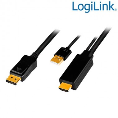 Logilink CH0091 - 2m Cable Activo HDMI + USB a DisplayPort , Ultra HD 4K@30 Hz