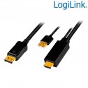 Logilink CH0090 - 1m Cable Activo HDMI + USB a DisplayPort , Ultra HD 4K@30 Hz