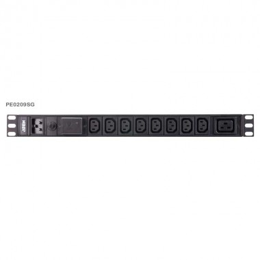 Aten PE0209SG - PDU Básica 1U de 8 Tomas C13 y 1 C19 con protección sobretensión,16A