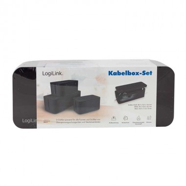 Logilink KAB0077 - Juego de 3 Cajas organizador de cables, Negras