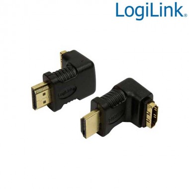 Adaptador HDMI tipo A (19p) Macho-Hembra en Ángulo de 90º Logilink AH0007