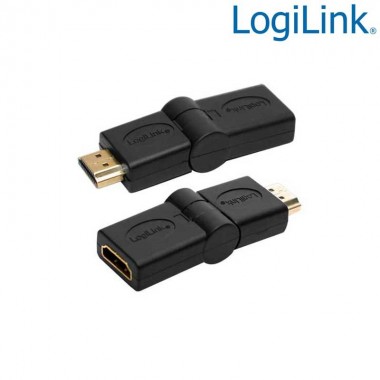 Adaptador HDMI tipo A (19p) Macho-Hembra Ángulo Móvil 180º Logilink AH0011