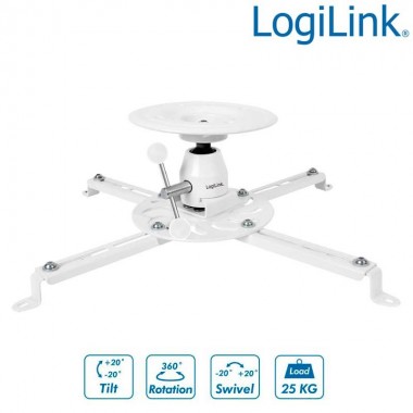 Logilink BP0056 - Soporte de Techo para Video Proyector, 25Kg, 135mm, Blanco