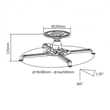 Logilink BP0056 - Soporte de Techo para Video Proyector, 25Kg, 135mm, Blanco