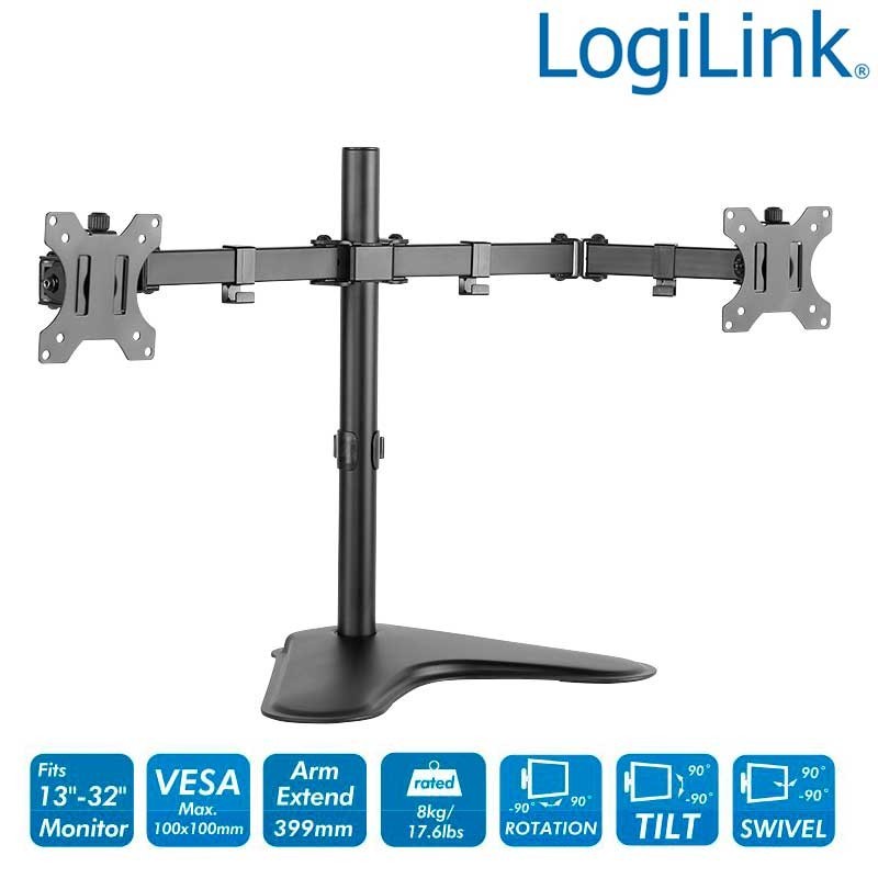 SOPORTE 2 MONITORES VERTICAL 13” A 27” 360°