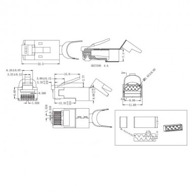 Logilink MP0033 - 50 Conectores RJ45 Macho FTP Cat.6A para cable Cat7, Cat.6A