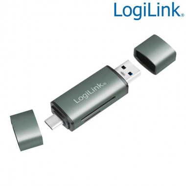 Lector de tarjetas USB 3.2 Gen1, para tarjeta SD y microSD, caja de aluminio Logilink CR0043