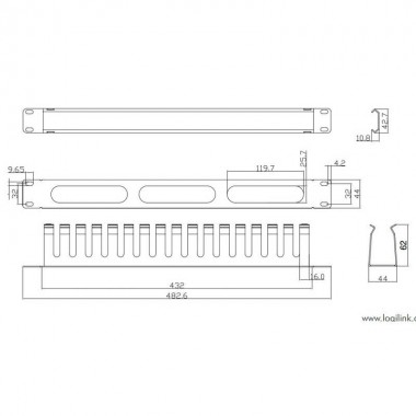 Logilink ORCC01B - Panel Pasacables 19" 1U con tapa,Negro | Marlex Conexion