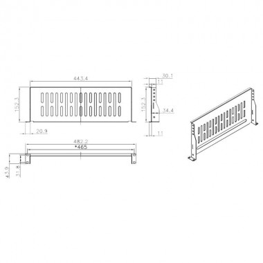 Logilink SF1C25B - Bandeja Colgante 19'' 1U Fondo 150 Negra