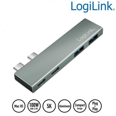 Logilink UA0399 -Docking station USB-C 3.2 Gen 2X2 a 1 USB C -1 USB C DP-2 USB 3.0