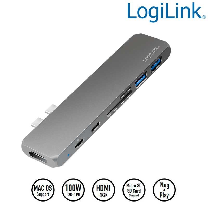 Logilink UA0302 - Docking station USB-C 3.2 Gen 2X2 a HDMI 4K-SD -MicroSD-2 USB C -2 USB A 3.0