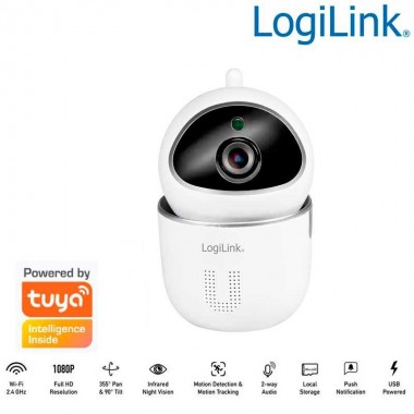 Logilink HS0117 - Cámara IP inteligente Wi-Fi para interiores, compatible con Tuya