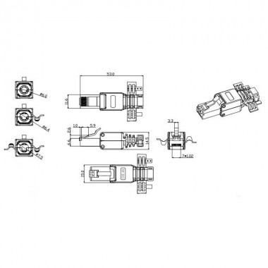 Logilink MP0028 - Conector RJ45 UTP Cat.6A Macho "toolless"