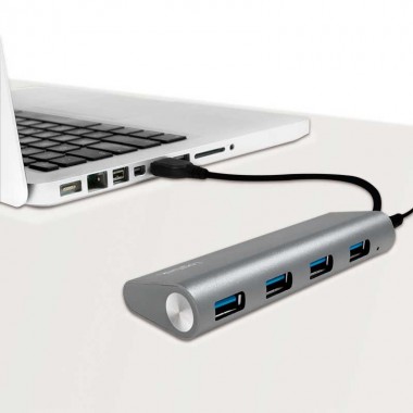 Logilink UA0307 - Hub USB 3.0 de 4 puertos tipo A, Aluminio, Gris