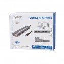 Logilink UA0307 - Hub USB 3.0 de 4 puertos tipo A, Aluminio, Gris
