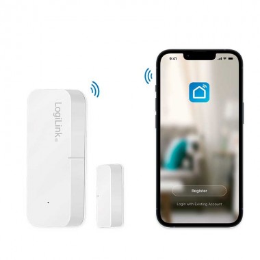 Logilink SH0108 - Sensor de puerta y ventana inteligente Wi-Fi, compatible con Tuya