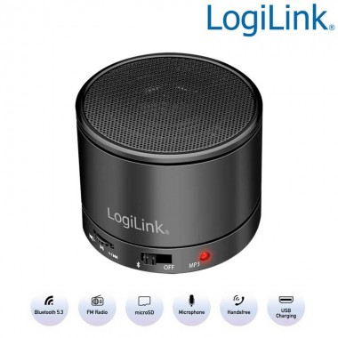 Logilink SP0062 - Altavoz Bluetooth con reproductor MP3,radio FM,negro