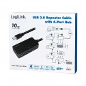 Logilink UA0262 - 10m Cable Amplificador USB 3.0, 5 Gbps de 4 Puertos