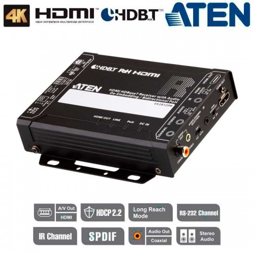 Aten VE2812PR - Receptor HDMI HDBaseT con desincrustador de audio / PoH bidireccional (4K a 100 m) 
