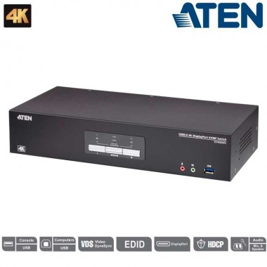 Aten CS1922ATC - KVM de 2 Puertos USB 3.0 DisplayPort 1.2, 4K con Audio para ATC