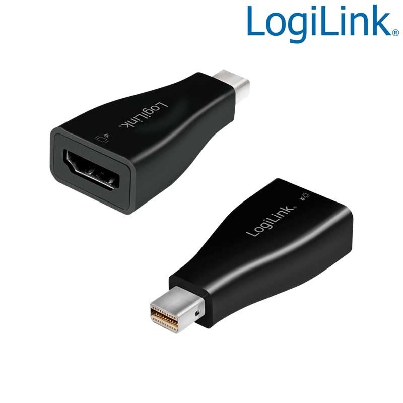 Adaptador Mini DisplayPort Macho-DisplayPort Hembra, 4K/30Hz, Negro Logilink CV0144