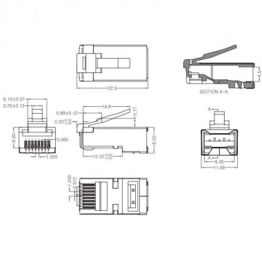 Logilink MP0070 - 50 Conectores modular RJ45 Cat.6A apantallado, con placa guía Logilink MP0070