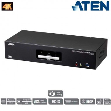 Aten CS1942ATC - KVM de 2 Puertos USB 3.0 DisplayPort 1.2, 4K doble Pantalla con Audio para ATC