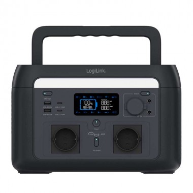 Logilink PPS0600 - Estación eléctrica portátil, 600W, batería LiFePO4, negra