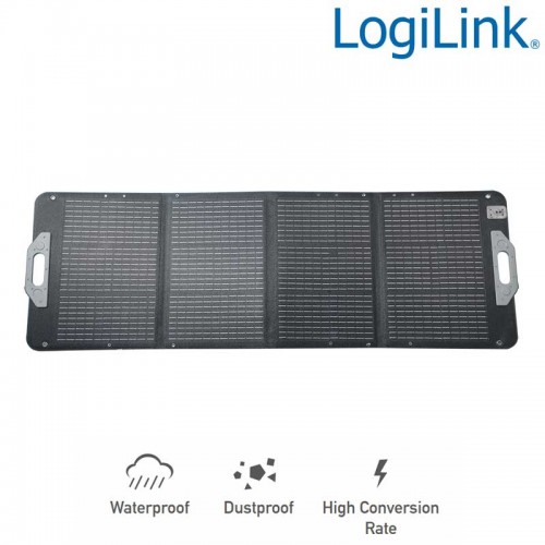 Logilink PVP0100 - Panel solar plegable,autónomo, 128,5 x 60 x 0,2cm, 100 W, IP67, negro