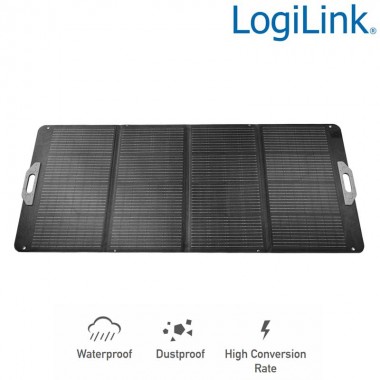 Logilink PVP0200 - Panel solar plegable,autónomo, 229,7 x 54 x 0,2cm, 200 W, IP67, negro