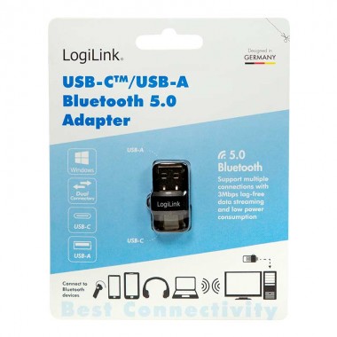 Logilink BT0054 - Adaptador USB-A / USB-C Bluetooth 5.0 USB 3.2 Gen 1, 10 m