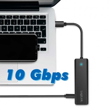 Logilink UA0412 - Hub Ultra-Slim USB-C 3.2 Gen 2 de 4 puertos, 2 USB-A y  2  USB-C , Negro