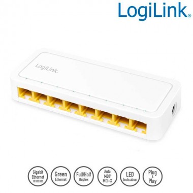 Logilink NS0115 - Switch Gigabit 8 puertos 10/100/1000 Sobremesa Blanco