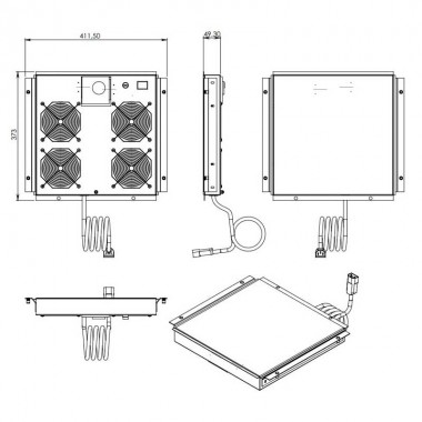 Canovate FAS122B - Ventilacion techo,4 Ventiladores con Termostato | Marlex Conexion