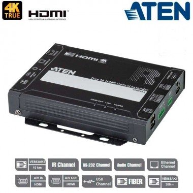 Aten VE883ARK2 - Receptor Extensor óptico True 4K HDMI (10km)