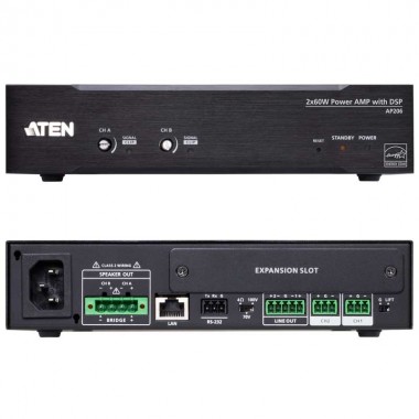 Aten AP206 - Amplificador de potencia de 2 x 60 W con DSP